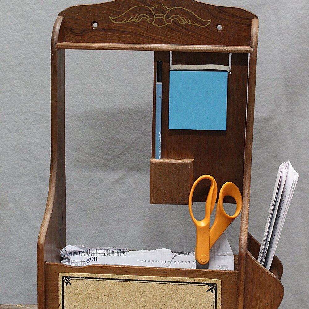 🌸VTG Mail & Key Holder Practical Wall Station with Cork Board 18" x 12" x 3.5"